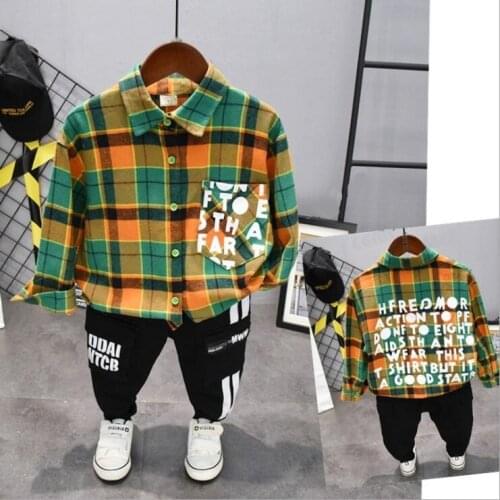 Kids Boys clothes Spring outfits Cotton Boys Clothing casual Suit Children Shirt and pants Set 2-6Years Kids Boy Clothes Set (D1