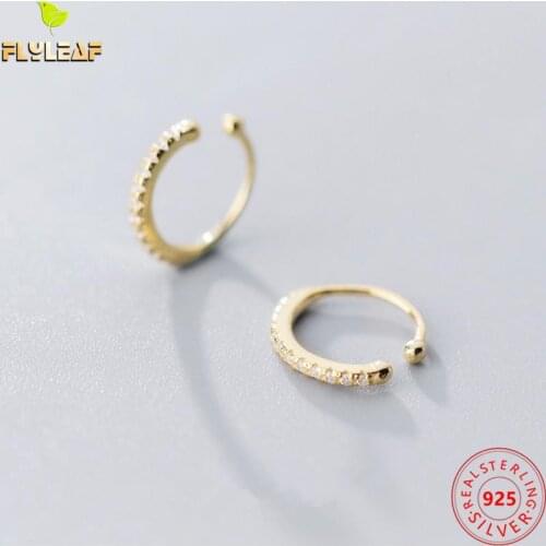 Full Zircon No Pierced Ears Clip On Earrings For Women 925 Sterling Silver Simple Female Fine Jewelry