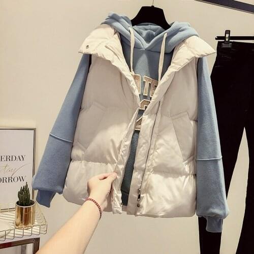 Winter Autumn Cotton Woman Coat Fashion Korean Style Vest Sleeveless Jacket Womens Vests Outwear Doudoune Femme 2021 WPY2185