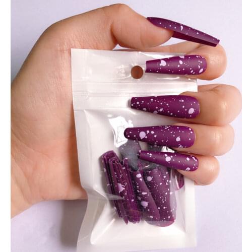 20pcs Irregular Dot Milk Cow Ballerina False Nails Press on Fingernail Art Wearable Acrylic Full Cover Fake Nails High Quality
