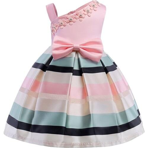 2021 Elegant Kids Girls Dresses stripe Tutu Dress Wedding Pageant Outfits Princess Party Dress Girls Clothes For 2-10 Y clothing