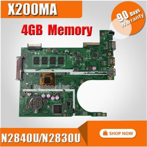 4GB RAM X200MA motherboard REV2.1 N2830CPU/N2840U For Asus K200MA F200MA X200MA X200M Laptop Mainboard X200MA Motherboard