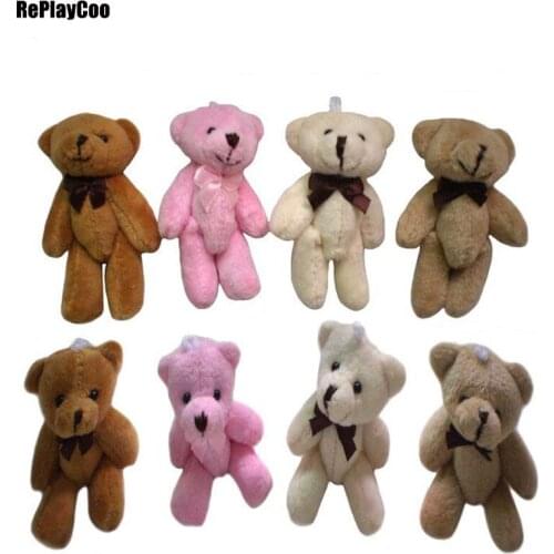 50Pcs/Lot Kawaii Small Joint Teddy Bears Stuffed Plush 8CM Toy Teddy-Bear Mini Bear Ted Bears Plush Toys Wedding Gifts 073