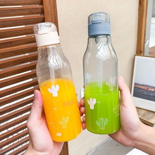 520ml Creative Plastic Straw Water Bottle Cute Animal Drinking Cup Portable Large Capacity For Student Adult Kids Mixing Cups