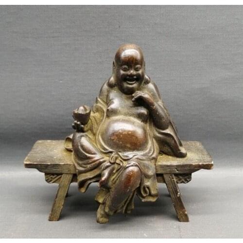 553g Antique miscellaneous objects old bronze ware bench Buddha sitting Buddhart bronze carving ornaments to ward off evil s