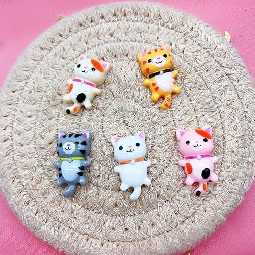 6pcs Cat Charms Flat Back Glue Set Cartoon Cats Jewelry Decoration Croc Jewelry Findings