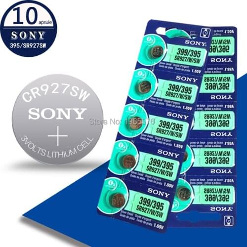 10pcs NEW FOR SONY 395 SR927SW 399 SR927W AG7 LR927 1.55V Watch Battery Silver Oxide Button Coin Cell MADE IN JAPAN