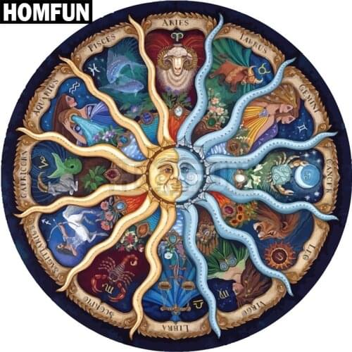 HOMFUN Full Square/Round Drill 5D DIY Diamond Painting "12 constellation" 3D Embroidery Cross Stitch 5D Home Decor A00158