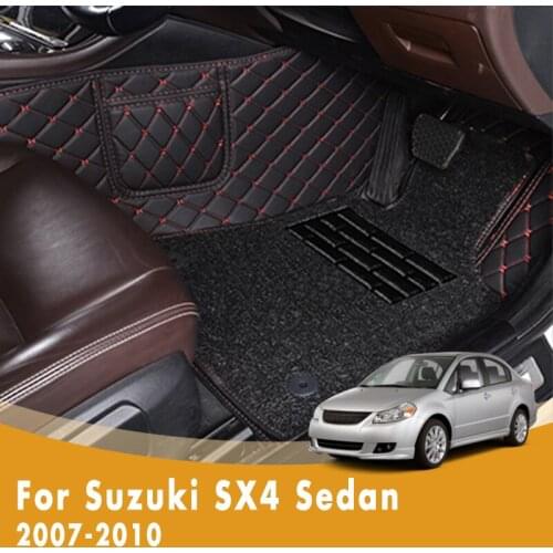 RHD Custom Car Floor Mats For Suzuki SX4 Sedan 2010 2009 2008 2007 Double Layer Wire Loop Car Accessories Interior Carpets Cover