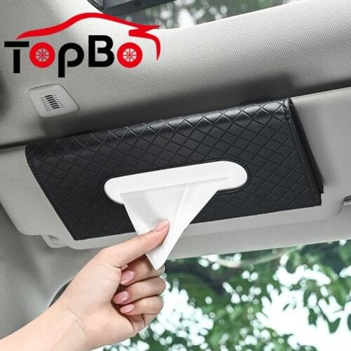 Car Sun Visor Tissue Holder PU Leather Tissue Box Car Visor Tissue Holder Storage Cases Car Interior Storage Decoration