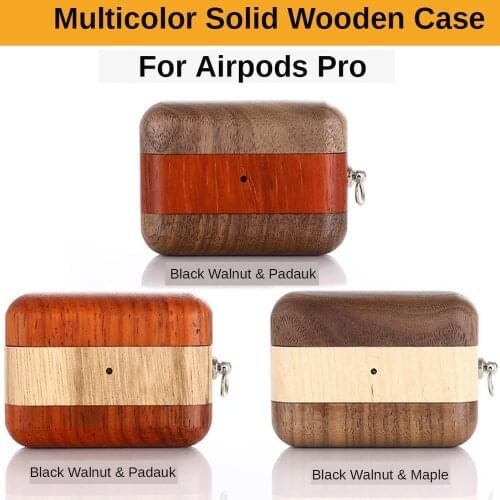 Bamboo Wood Protective Case for Apple Airpods Pro Solid Wooden Cover Hard Shell for airpods pro Shockproof Earphone Cases