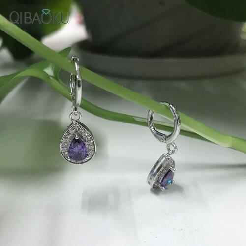 Shiny Purple Crystals Earrings Korean Style Ear Jewelry Gift for Women Zircon Glowing Pendants Earring Bright Jewelry