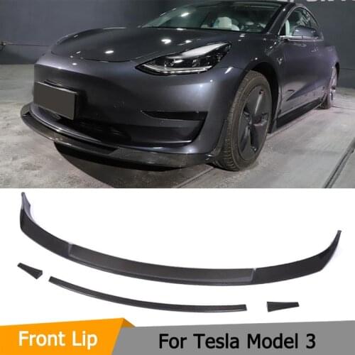 Racing Front Bumper Lip Chin Bodykits for Tesla MODEL 3 2017 2018 2019 Carbon Fiber front lip Splitters Spoiler