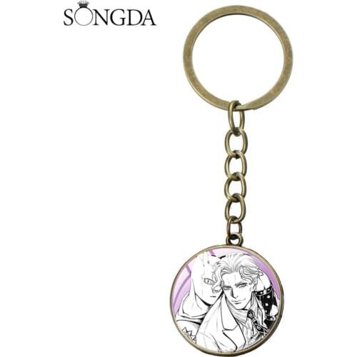 Anime JoJos Bizarre Adventure Keychain Cosplay Key Accessories Charm Kujo Jotaro Kira Yoshikage Pendant Key Chain Keyring