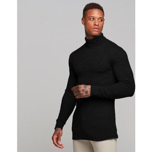 Brand Fitness Turtleneck Sweater Men Pullovers Autumn Fashion Knitted Sweater Solid Slim Fit Knitwear Full Sleeve Knitwear