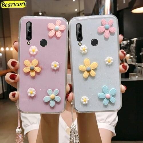 Sun Flower Case For Huawei Y7a Y9a Y9s Y8s Y6s Y8p Y7p Y6p Y5 Y6 Y7 Y9 Prime Pro 2018 2019 Glitter Floral Cover Crystal Starp