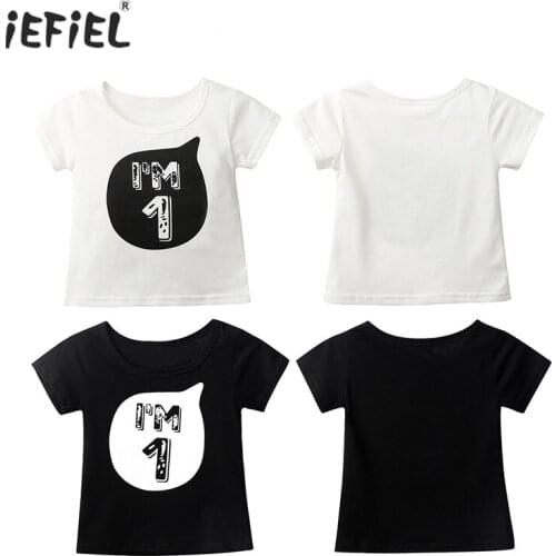 Children Short Sleeve Number 1/2/3/4 Printed Boys and Girls Cotton T-Shirt Top Summer Birthday Party Casual T-Shirt Kids Clothes