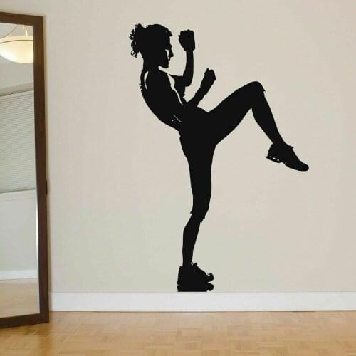 Girl Kickboxing Wall Sticker Sport Healthy Life Fight Club Gym Girls Bedroom Interior Decor Door Window Vinyl Decal Mural E115