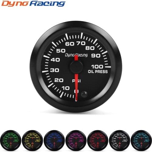 Dynoracing 2" 52mm 7 Colors LED Car Oil Pressure Gauge 0-100PSI Oil Press Meter High Speed Motor With Sensor BX101491