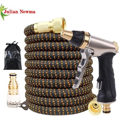 25-100FT Extend Garden Hose Flexible High Pressure Car Wash Hose Metal Spray Gun Expandable Magic Watering Hose Trrigation Tool