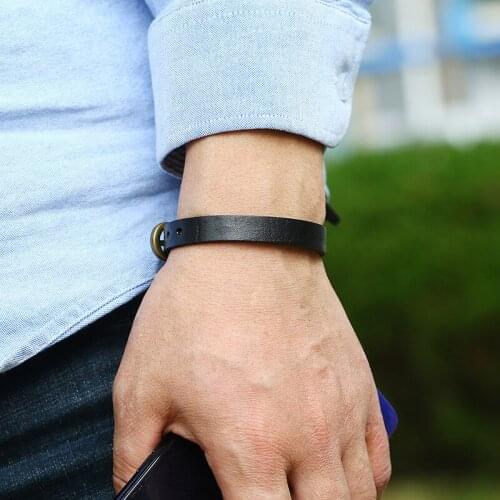 Retro Belt Design Real Mens Leather Bracelet Vintage Punk Adjustable Wrap Wristband Hand Strap For Women