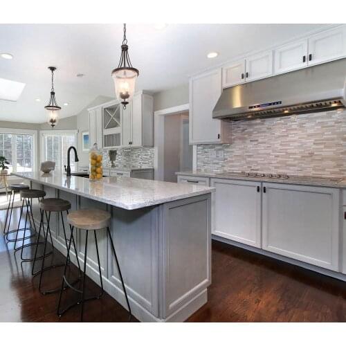 Solid Wood Style Kitchen Cabinets Cherry Color