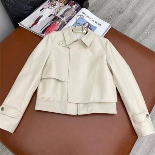 Women Sheepskin Genuine Leather Jackets Autumn Slim Motorcycle Biker Jacket Ladies Real Leather Coats Chaqueta Mujer