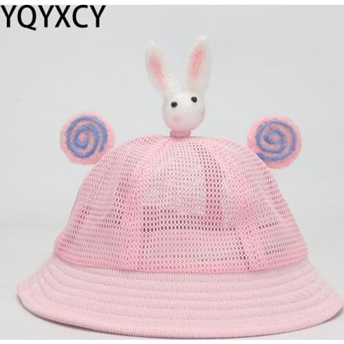 Baby Girls Summer Hats For Children Kids Cartoon Sun Hat Breathable Mesh Cap Korean Lovely Bucket Hat Boys Sun Protection