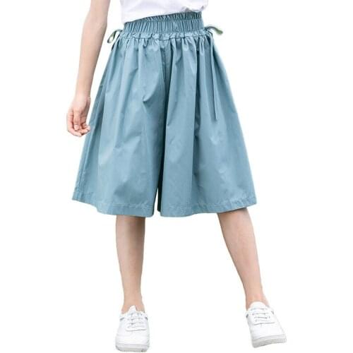 Summer Clothes for Teenager 2021 Cotton Childrens Shorts for Girl Thin Light Breathable Wide Pants Casual Skirts Shorts