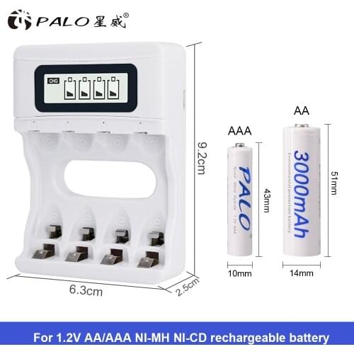 HOT ! Intelligent 4 Slots Smart LCD Battery Charger Rechargeable USB Charger For AA / AAA NiCd NiMh Rechargeable Batteries