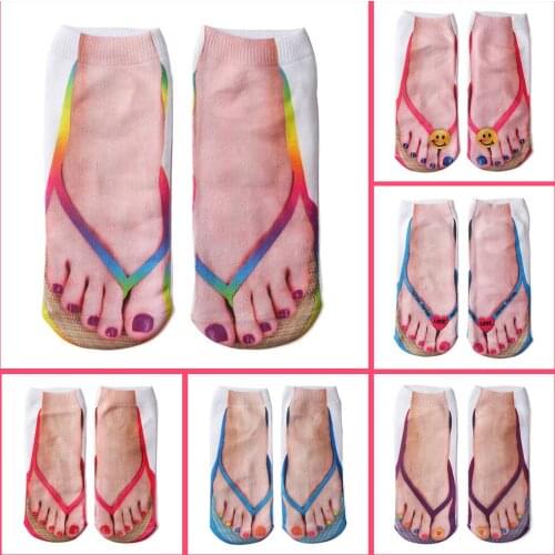 Hot Selling 3D No-Show Socks Volumetric Printing Socks Flip-flops Socks Full Fun Socks