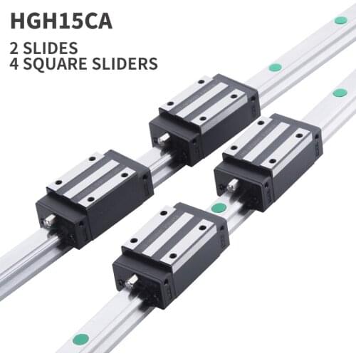 Xy table 2pc HGH15 HGR15 linear guide rail 15mm guideways rod set +4 pc slide bearing block HGH15CA for CNC diy parts
