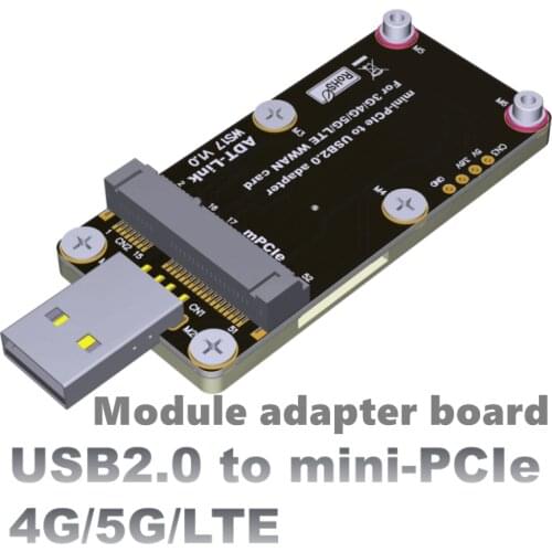 Mini-PCIe to USB 2.0 adapter card with dual SIM card slots Support 4G/5G/LTE module high current for WWAN module adapter test