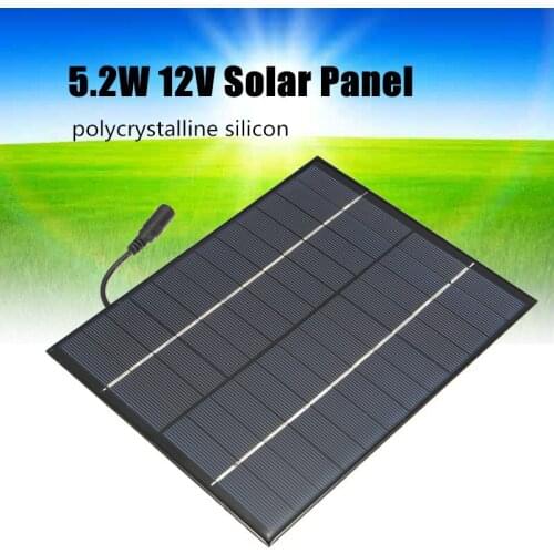 FULL-12V 5.2W Mini Solar Panel Polycrystalline Solar Cells Silicon Epoxy Solar DIY Module System Battery Charger + DC output