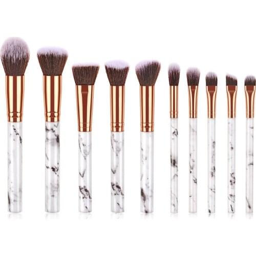 10pcs/set Makeup Brushes Set Black marble handle For Eyebrow Eyeshadow Foundation Concealer Contour Powder eyelash brush