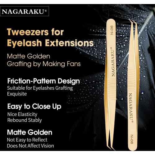 NAGARAKU N-06/N-07 1PCS Excellent Closure 3D 4D 5D 6D Professional Easy Fans Tweezers Russian Volume Tweezers Auto-fans Tweezers