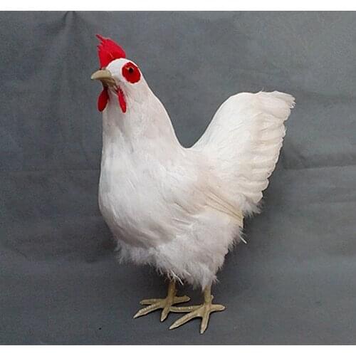 New simulation big cock model plastic&furs real life white chicken doll gift about 42x40cm xf2043
