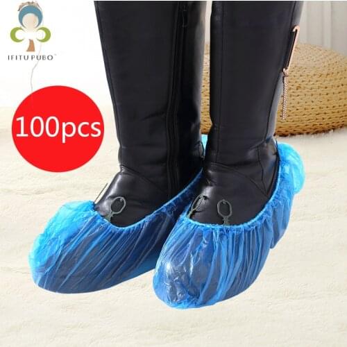 100 PCS of Disposable Shoe Covers PE Shoe Covers Increased Thickening Household Waterproof And Rainy Weather Plastic Covers WYW