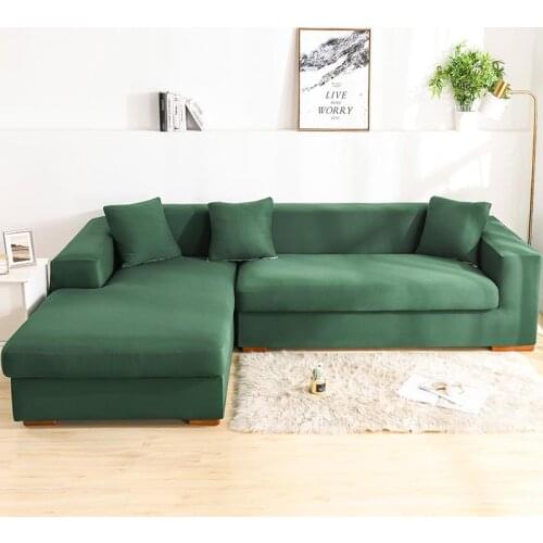 Solid Color Corner Sofa Cover Elastic Stretch All-inclusive Anti-dust Slipcover Couch Cover Modern Fashion L shape need buy 2pcs