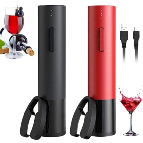 Rechargeable Electric Wine Opener USB Charging Automatic Red Wine Bottle Opener With Foil Cutter Kitchen Electric Wine Corkscrew