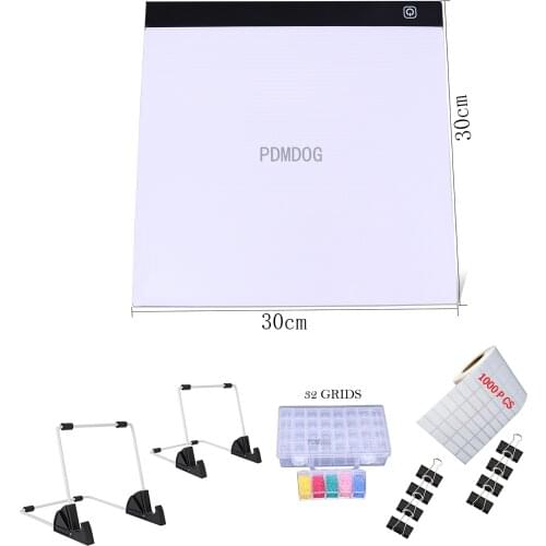 A4 Square Size Drawing Tablet Board USB Powered Dimmable LED Light Pad with Optional Stands for Drawing, Tracing, Diamond Painti