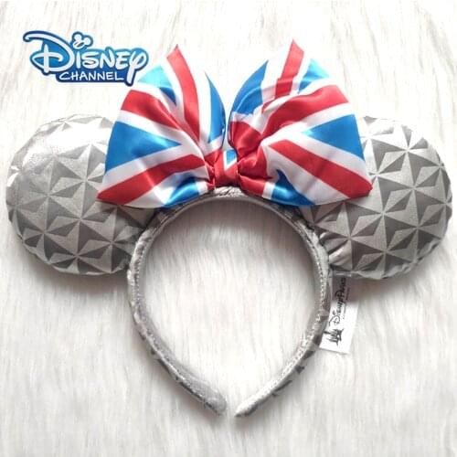 Disney United Kingdom Flag Mickey Mouse Headband Disneyland Minnie Ear Plush Headwear Children Toy Cosplay Party Decoration Gift