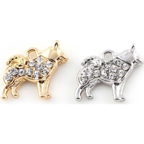 10pcs/lot Dog Rhinestone Dangle Handmade Charms Pendant DIY for Bracelet Necklace Bag