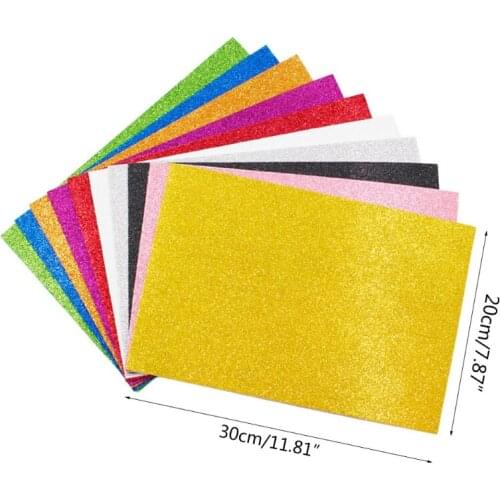 10Pcs/Pack A4 Powder Glitter EVA Foam Paper Sponge Sheet Handmade Kids DIY Craft H55A
