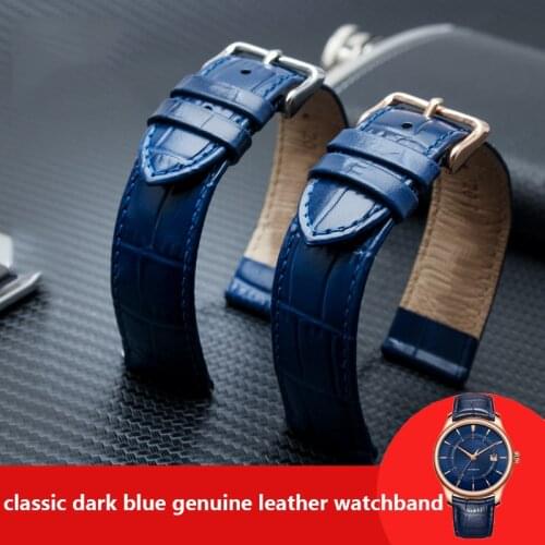 Dark blue Classic genuine leather watchband for mens brand wristband 18mm 20mm 22mm Strap with stainless steel clasp