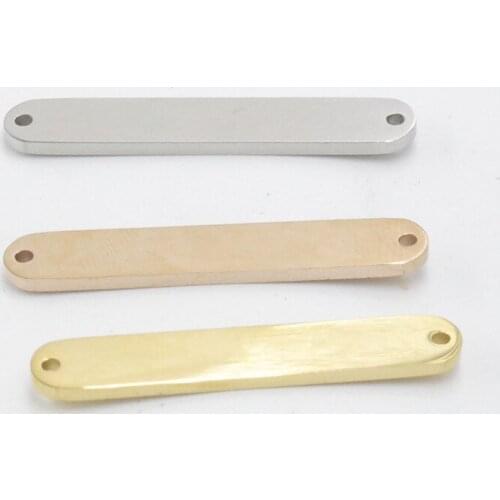 20pcs 6*35mm Gold/steel Color Stainless Steel Connector Long Bar charm Strip pendant For Necklace DIY Handmade Jewelry Making