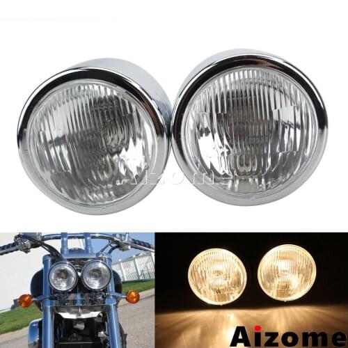 Universal Motorbikes Dual Headlight H4 Headlamp For Harley Honda Triumph Cafe Racer Bobber Hi/Low Beam Twin Dominator Headlight
