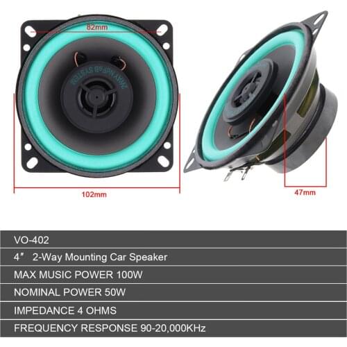 4 Inch 100W Universal Car HiFi Coaxial Speaker Vehicle Door Auto Audio Music Stereo Full Range Frequency Loudspeaker