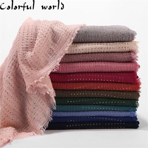 1 pc New Vintage Scarf Womens Cotton With Hair Whisker Hot Drill Scarf Plain Shawls Wraps Solid Color Muslim Islamic Hijab