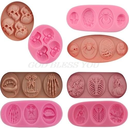 1pcs UV Resin Jewelry Liquid Silicone Mold 3D Skull Punk Resin Charms Pendant Mold For Silicone Resin Mold For Jewelry Making